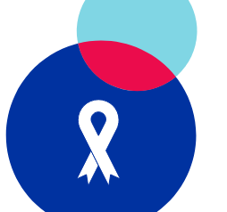 A white charity icon with a blue background